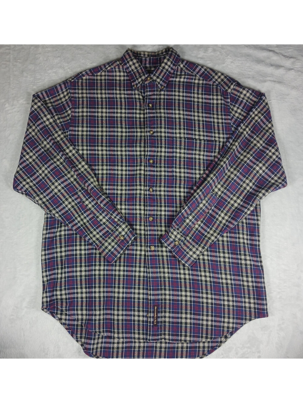 Vintage Abercrombie & Fitch Plaid Flannel Button Up Shirt Sz S Purple Blue White